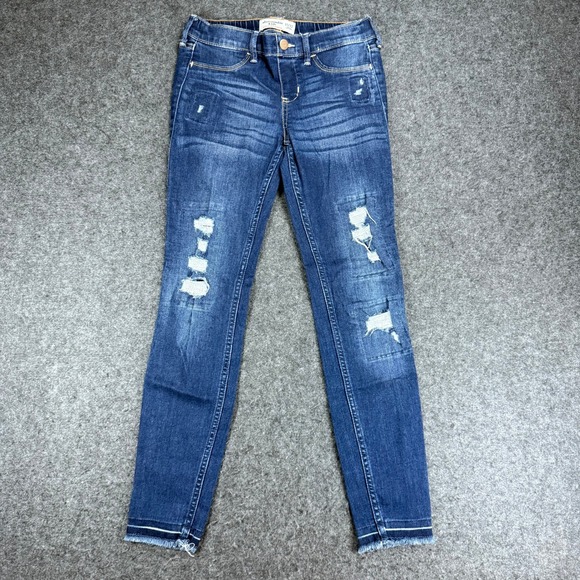 Abercrombie Kids Girls Pull On Jean Legging Blue Distressed Size 11/12 - Picture 1 of 8